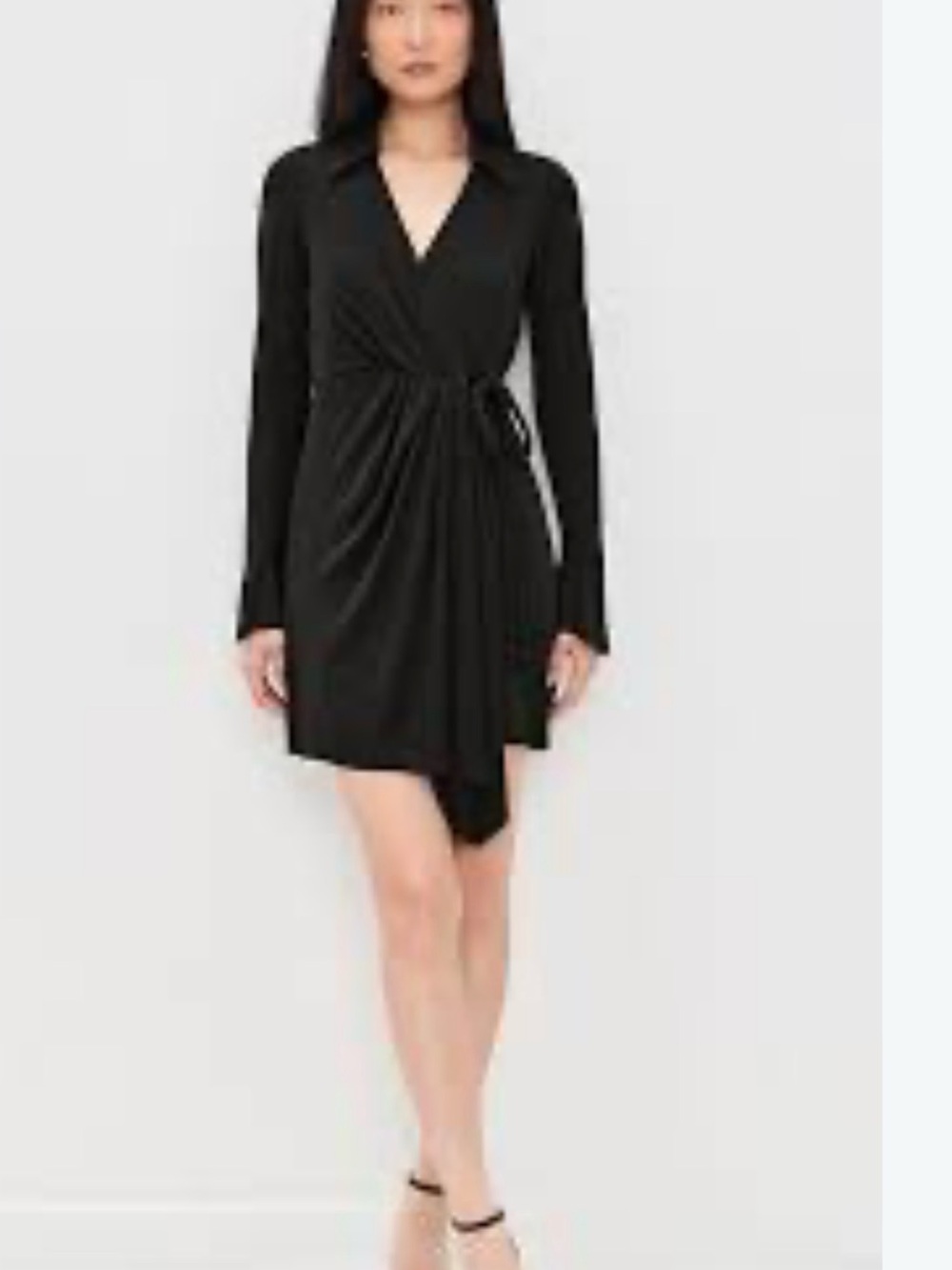 cinq a sept Black Long-Sleeve Wrap Mini Dress